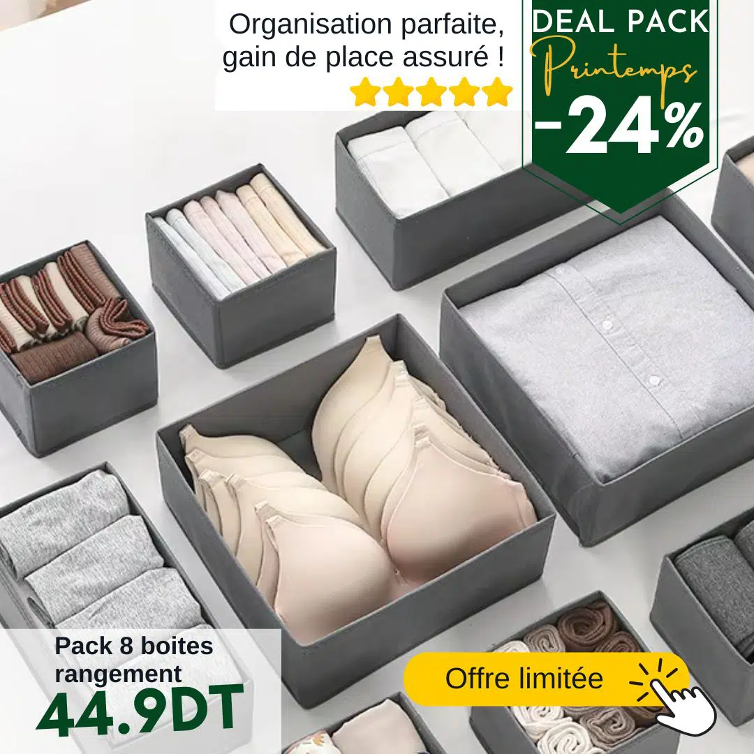 Promo Pack organiseurs 8 box de rangement tiroir