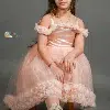 Robe Soirée Épaules Dénudées – Saumon – Réf 1216 (3-9 ans)