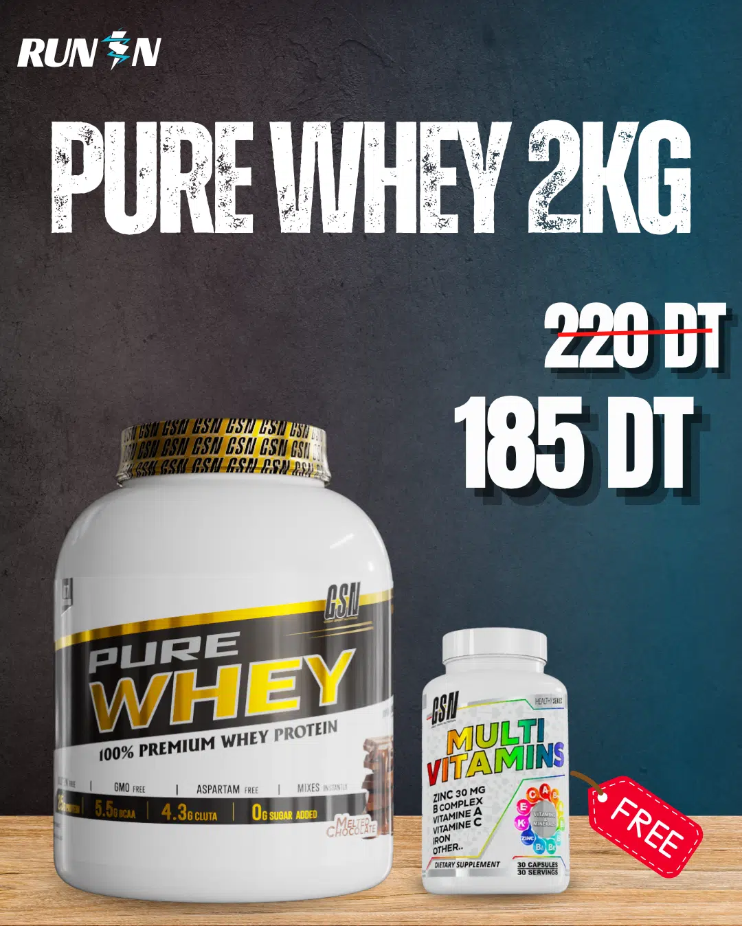 Pure whey GSN + Multi-vitamines