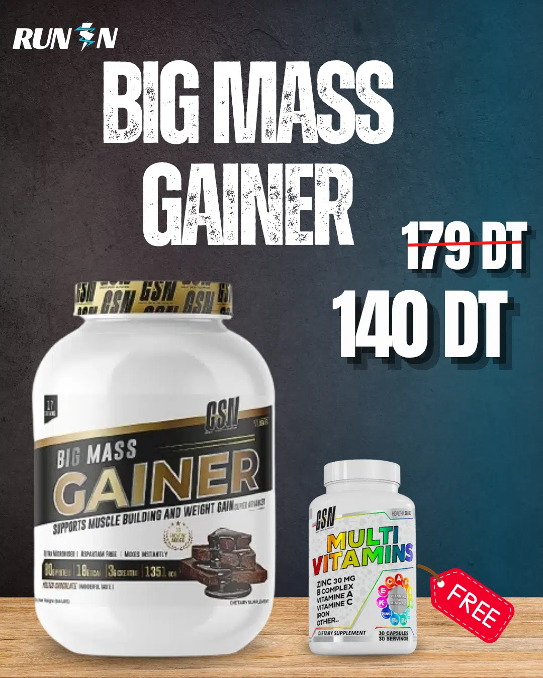 Big Mass Gainer 3KG + Multivitamins 30 capsules