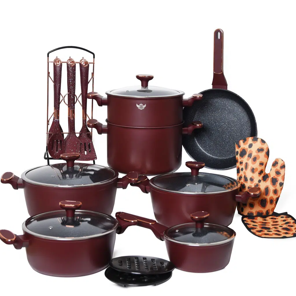 Batterie De Cuisine Sizar 23 Pièces Rouge