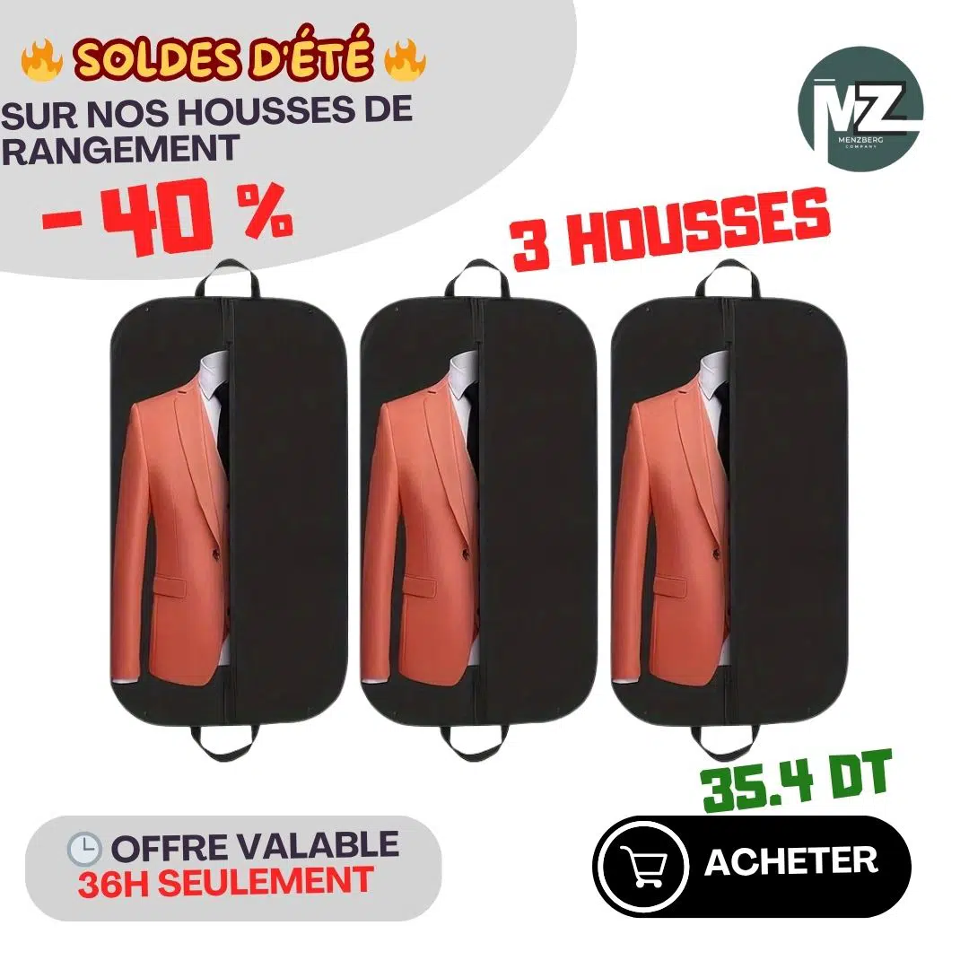 3 Housses de Vêtement pour Costume KING 120cmx60cm
