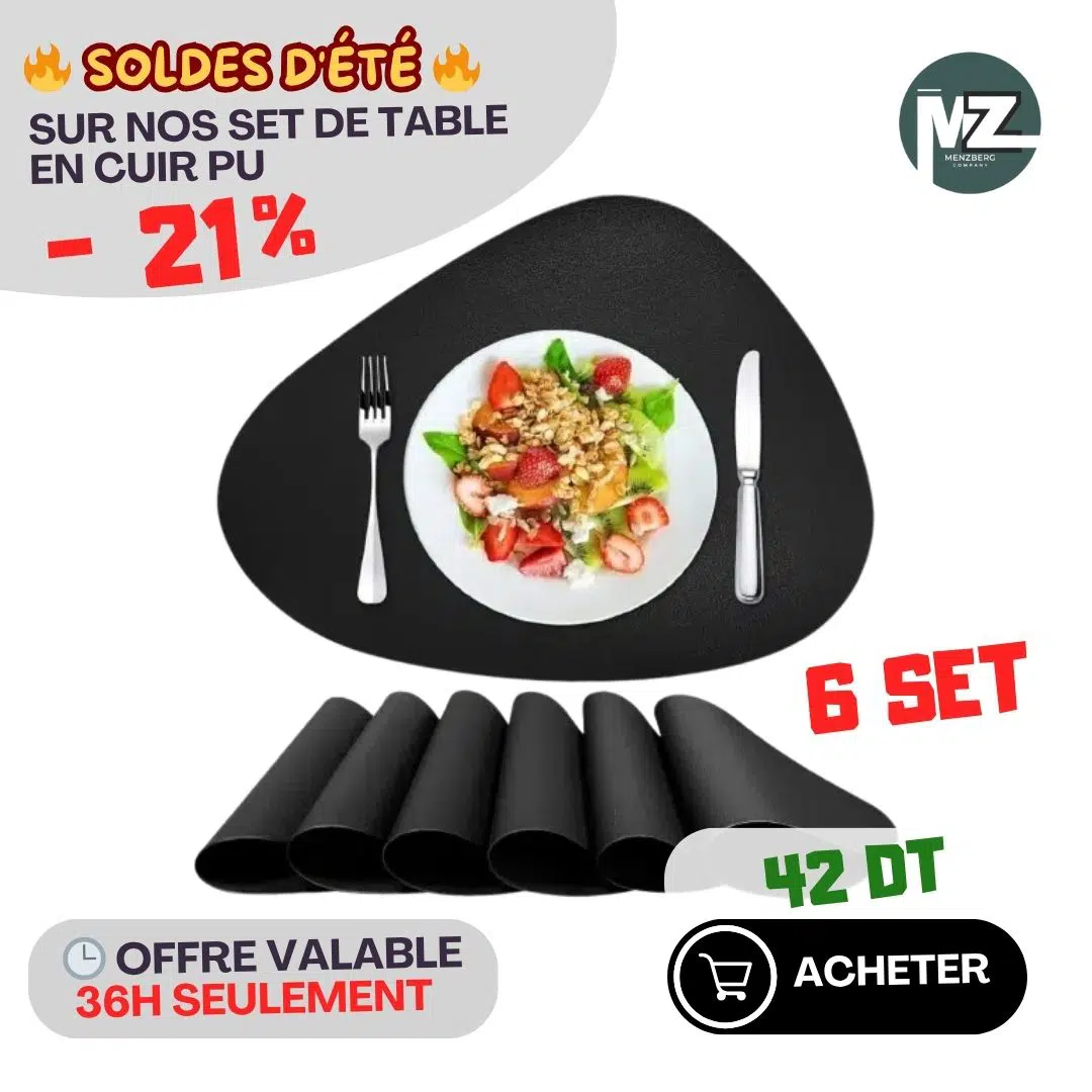 Ensemble de 6 Sets de Table Élégants en Cuir PU