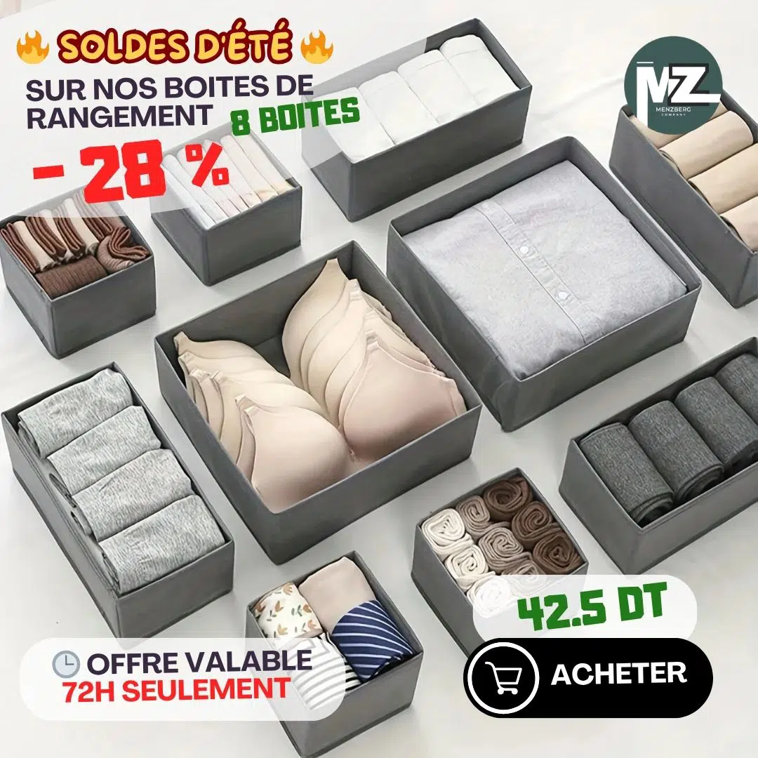 Promo Pack organiseurs 8 box de rangement tiroir