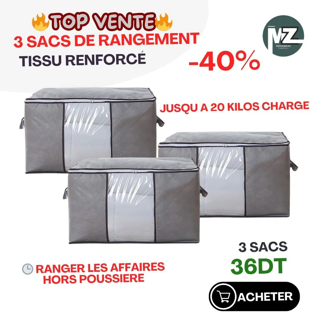 Sac de Rangement en Tissu Non Tissé, Renforcé capacite18 kg