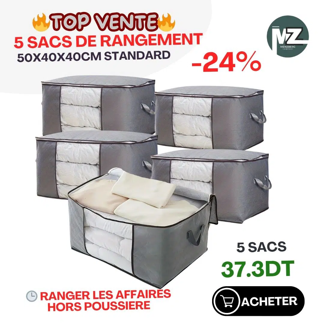 Pack 5 sacs de rangement couette et vetement