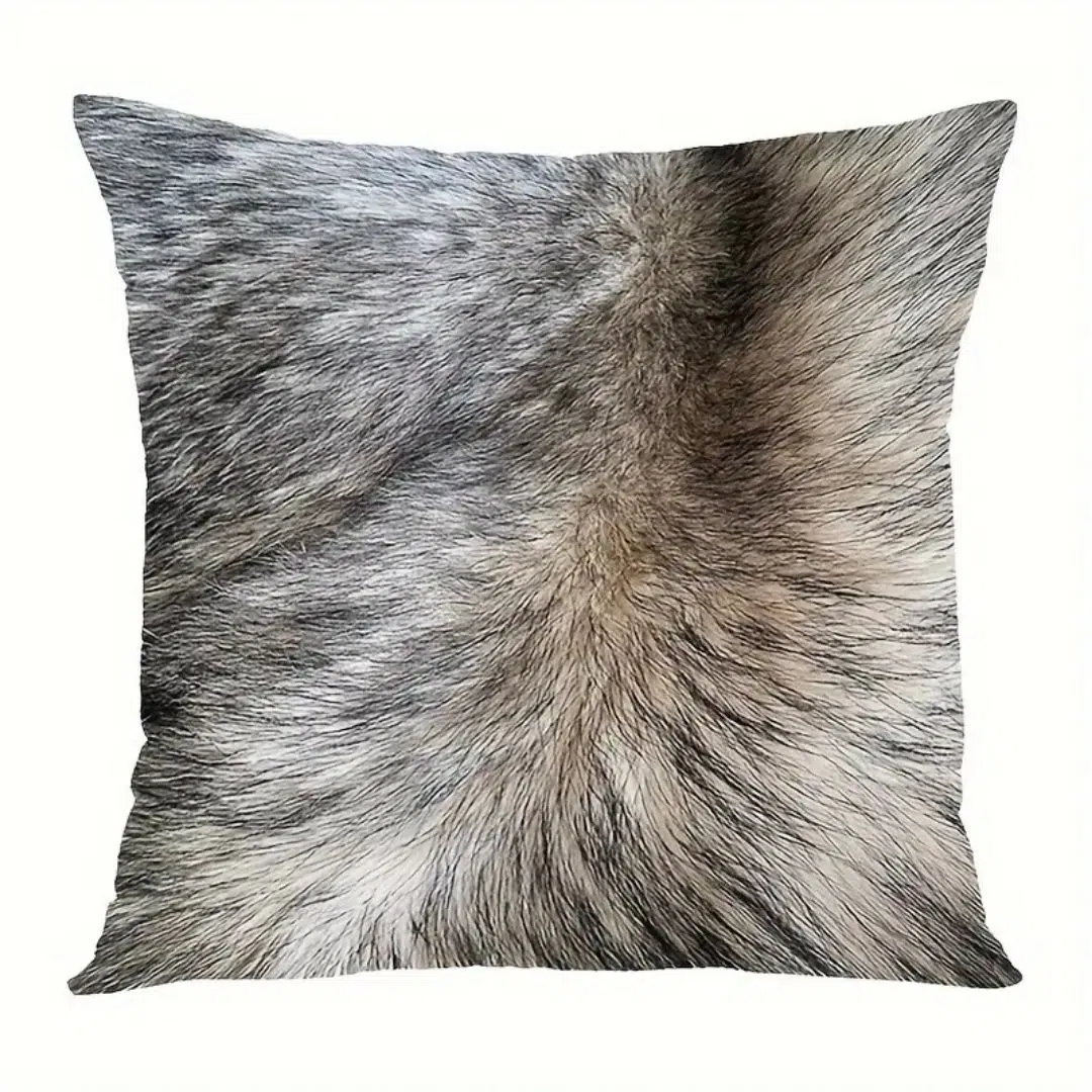 Coussin deco en fourrure synthétique LOUP