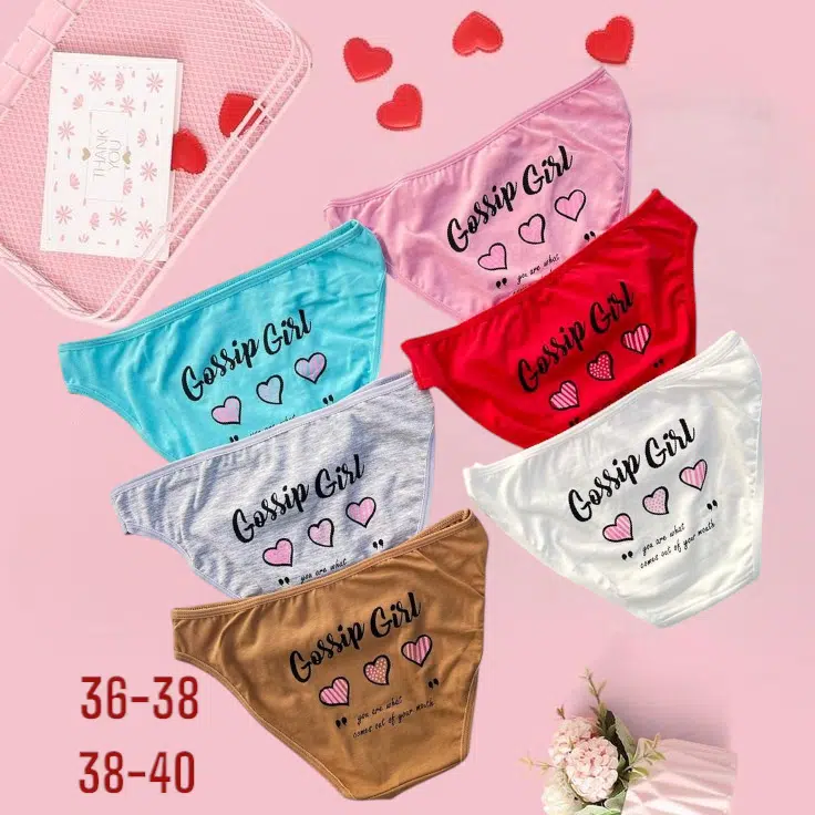 PACK 6 SLIPS POUR FEMMES EN COTON AVEC MOTIF
