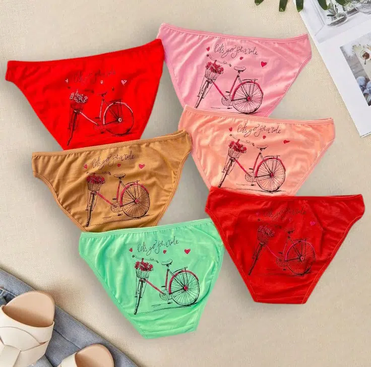 PACK 6 SLIPS POUR FEMMES EN COTON AVEC MOTIF