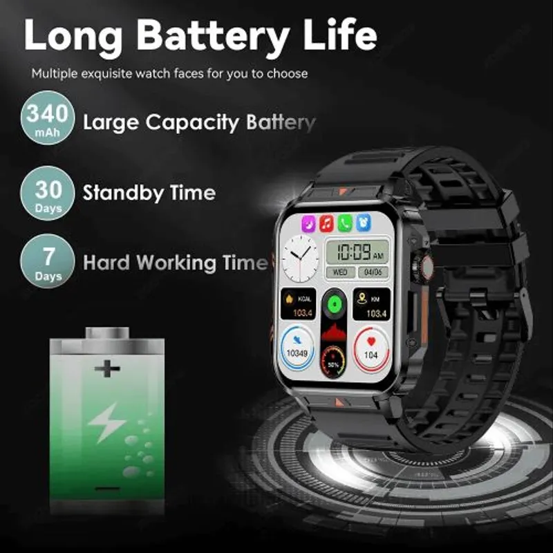 Smart watch étanche IP68 110 mods Sports Assistant d'appel Capteur Cardiaque