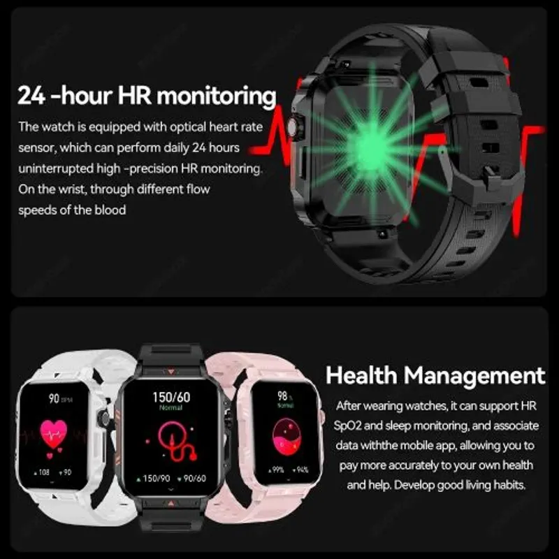 Smart watch étanche IP68 110 mods Sports Assistant d'appel Capteur Cardiaque