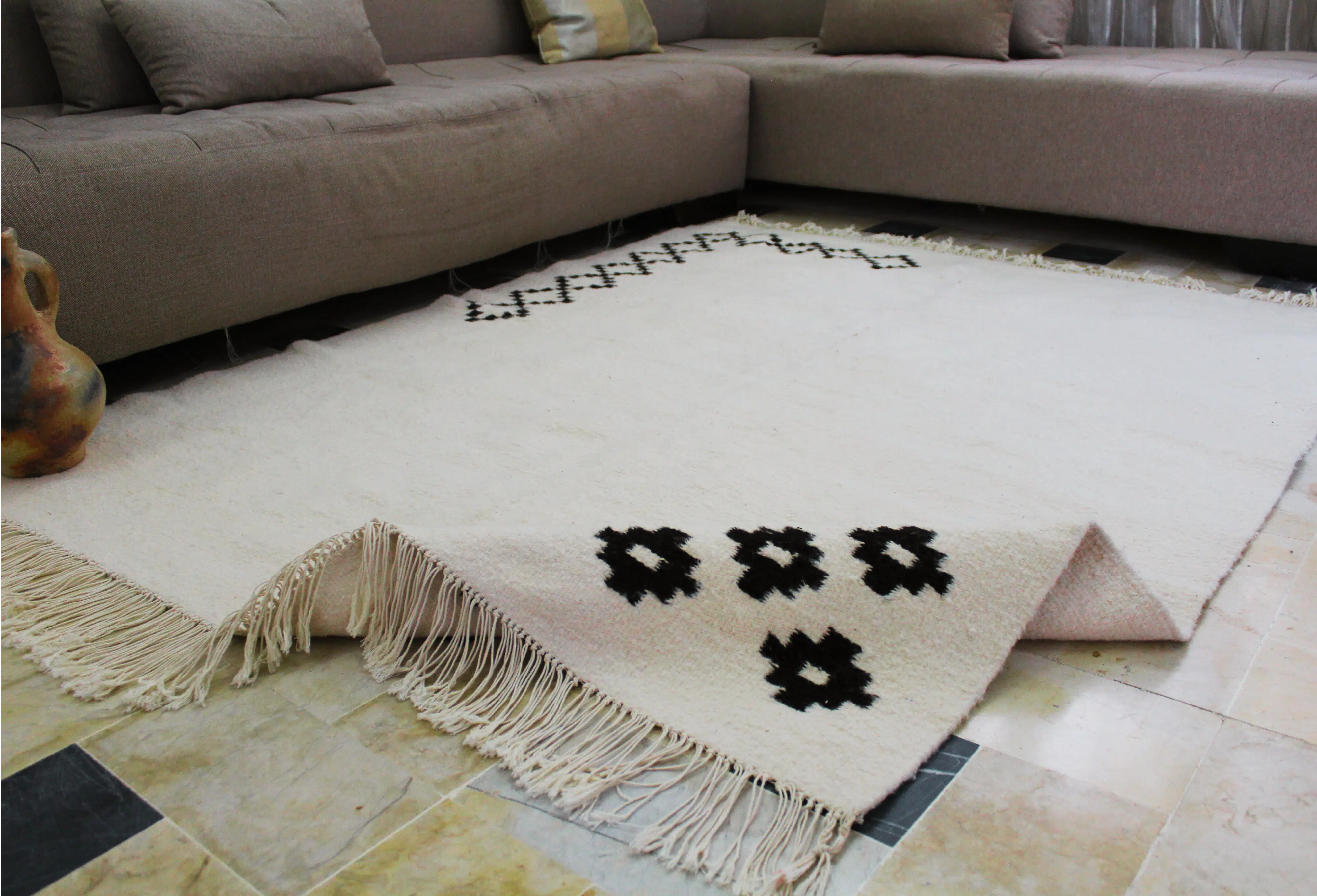 Tapis kilim berbère en laine fait main – 2 m x 1,5 m