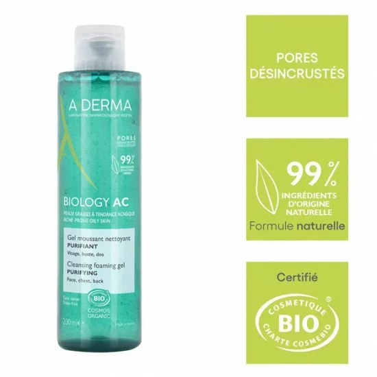 ADERMA BIOLOGY AC Gel Moussant Nettoyant Purifiant 200ML