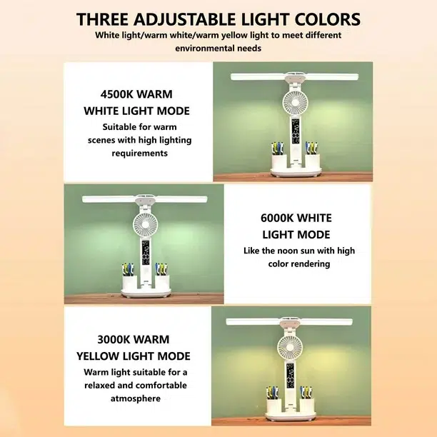 Lampe de Bureau Multifonctionnelle avec Ventilateur