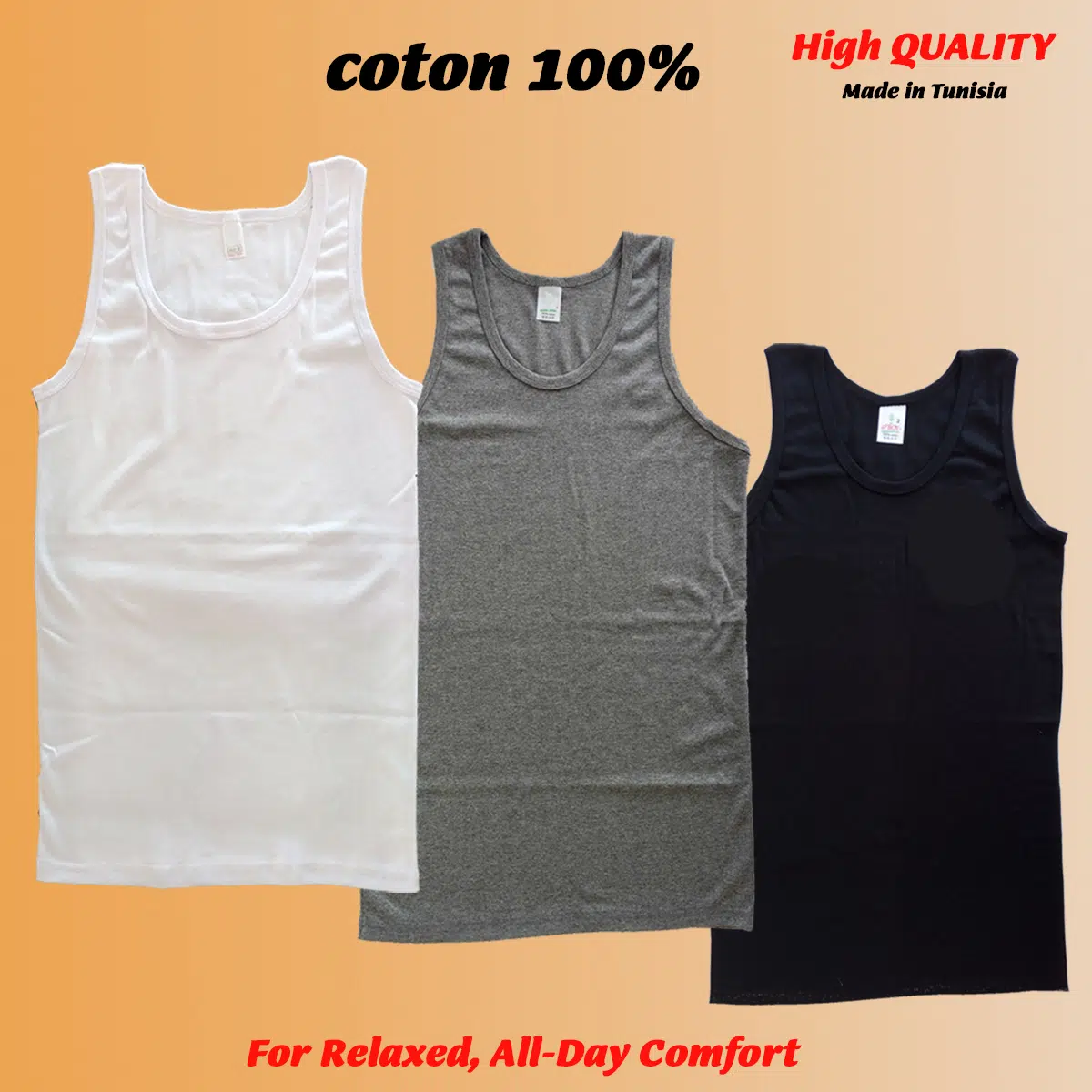 PACK 6 DEBARDEURS HOMME  3 COULEURS