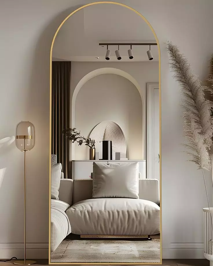 Miroir Arqué 170x70 cm – Cadre en Aluminium Dore