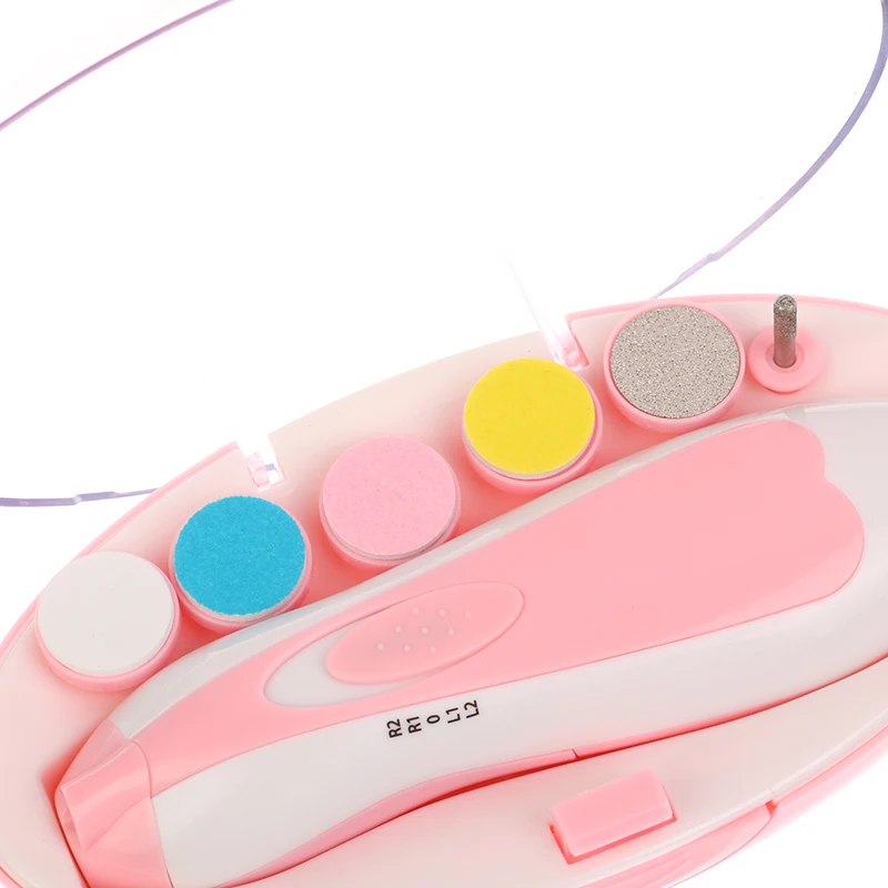 Coupe-ongles électrique 8 en 1 pour bébé, lime à ongles électrique avec lumière, kit de soins des ongles pour bébé avec 6 têtes de meulage pour tous les âges