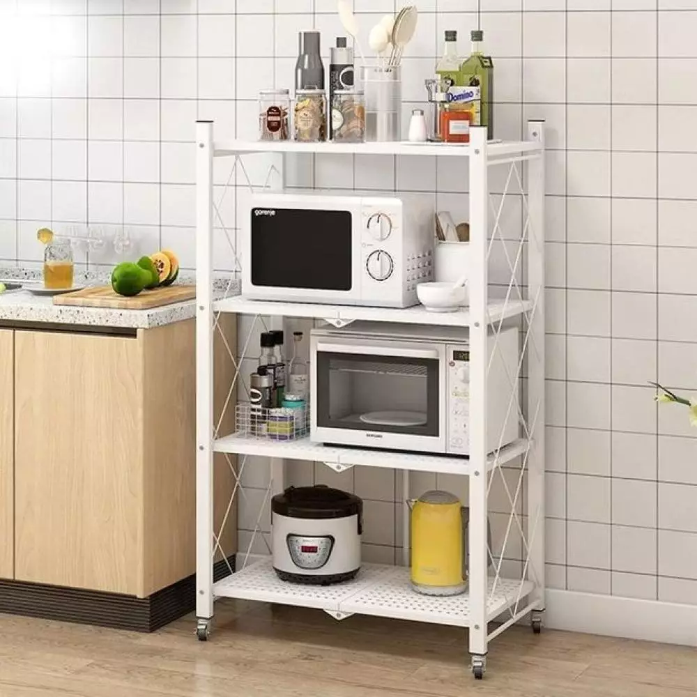 Etagere de Rangement en Metal avec Roues – Blanc