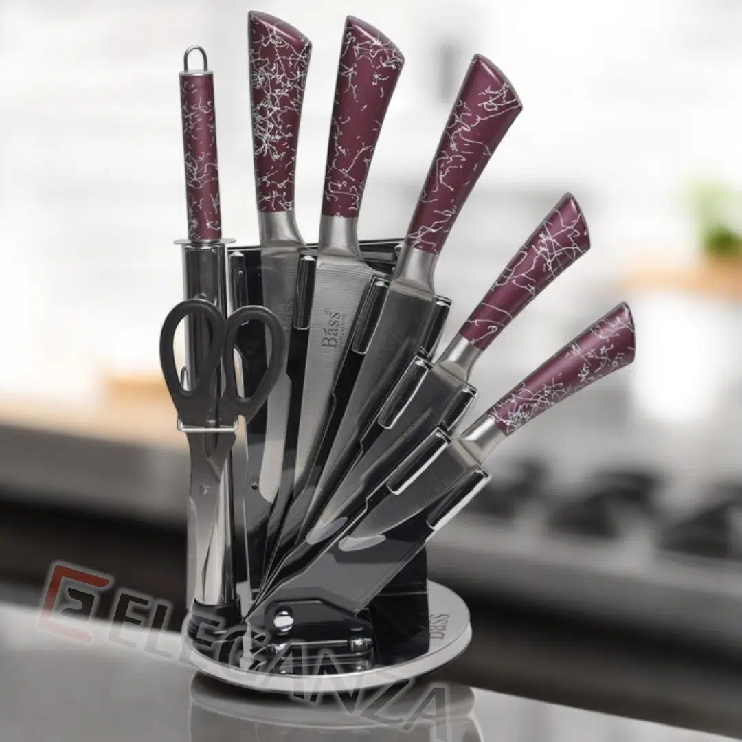 Série de Couteaux 8 Pièces en Acier Inoxydable - Bàss - Violet