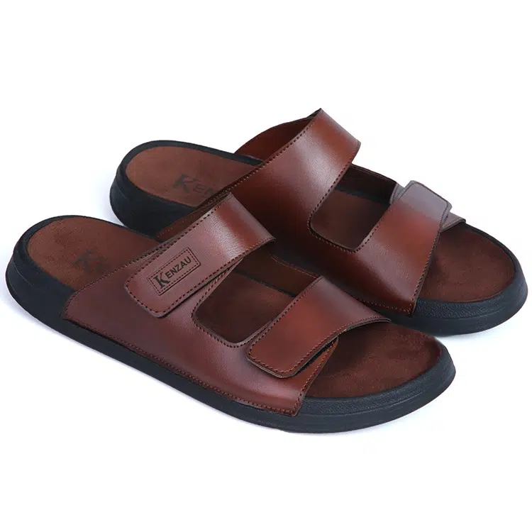 KENZAU Claquettes Homme Scratch Réglable et Semelle Souple