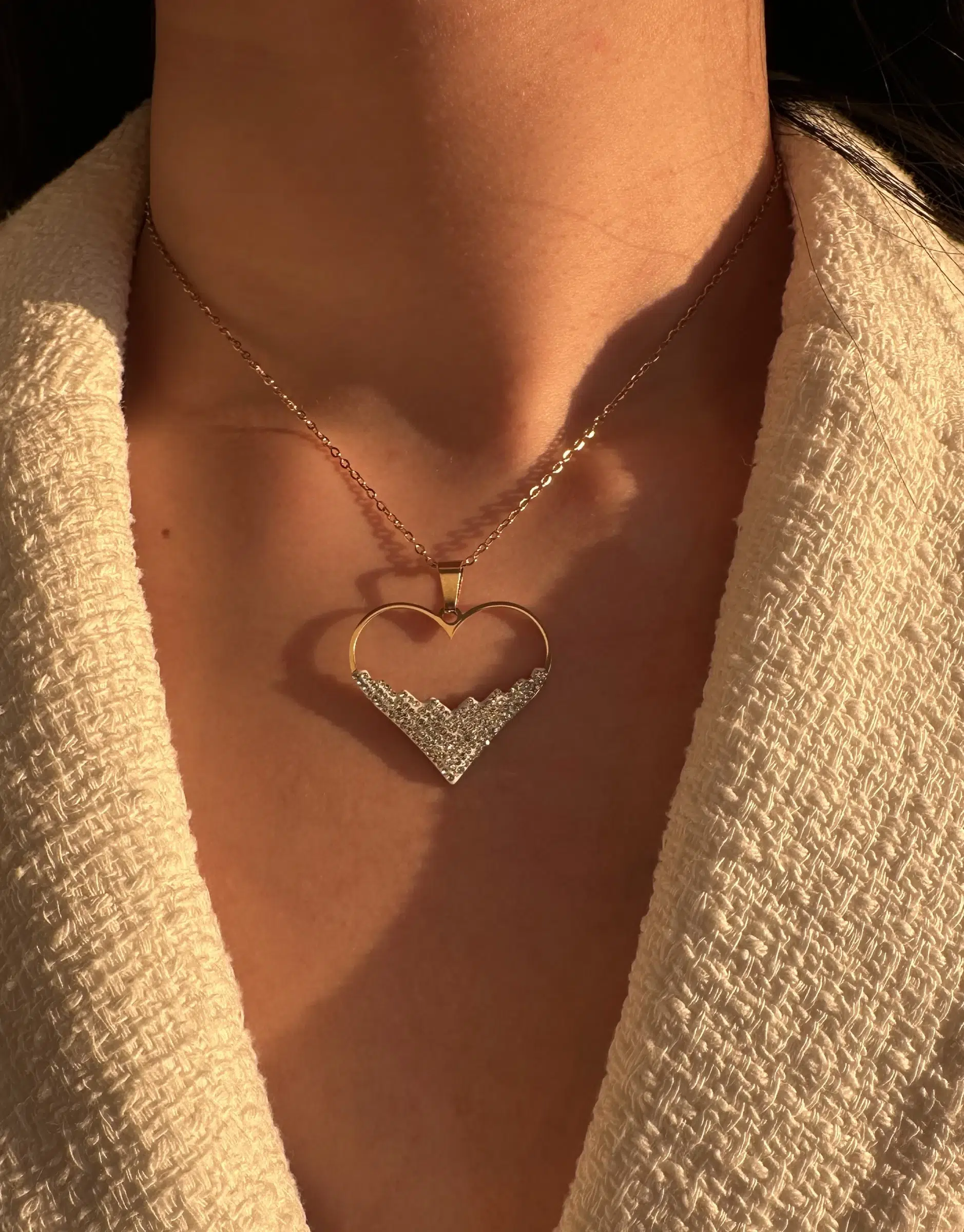 Collier Stainless steel rhinestone heart