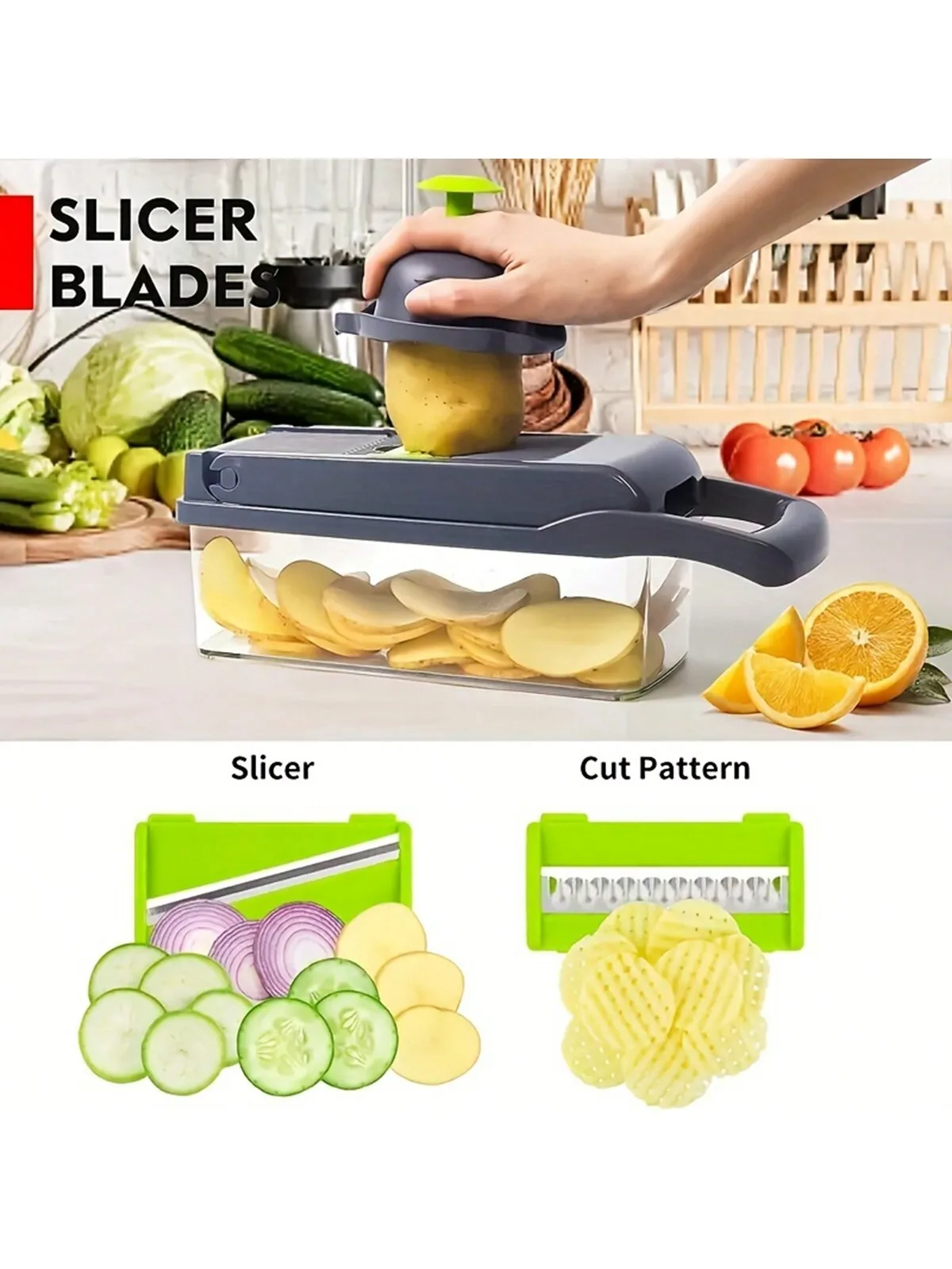 -Coupe Legumes multifonctions cuisine 16 en 1-coupe légumes râpeuse légume-Pour Trancher Découper Râper Fruits Légumes Coupe Frites