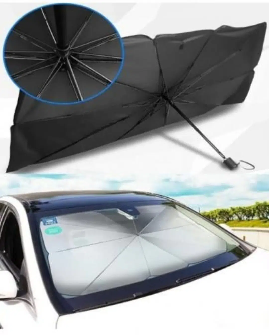 Pare Soleil Forme de Parapluie Pliable pour Pare-Brise de Voiture