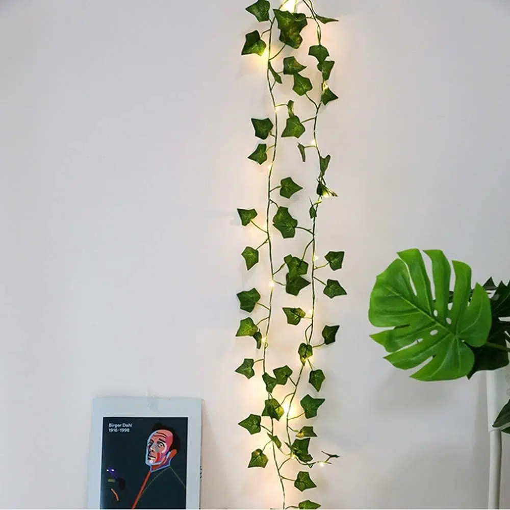 Guirlande lumineuse de feuilles vertes de lierre artificiel - 10M