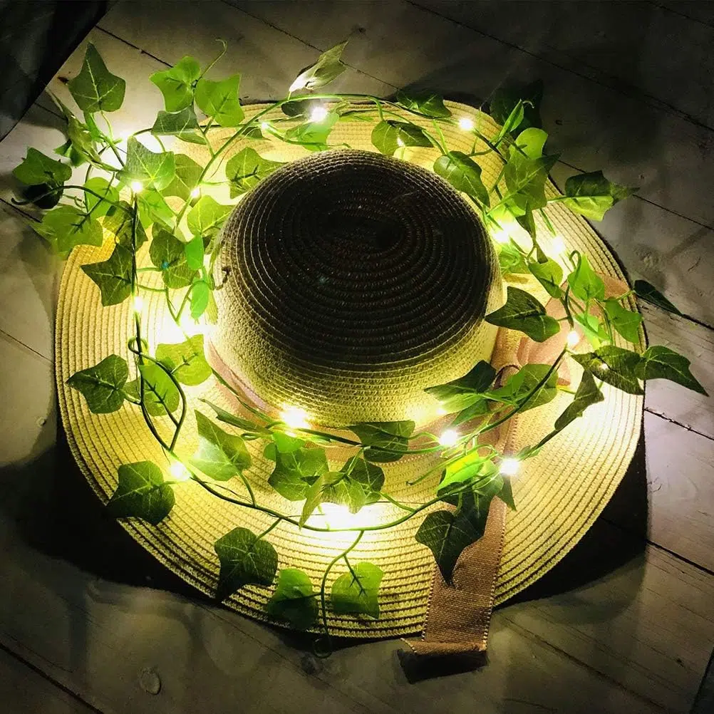 Guirlande lumineuse de feuilles vertes de lierre artificiel - 10M