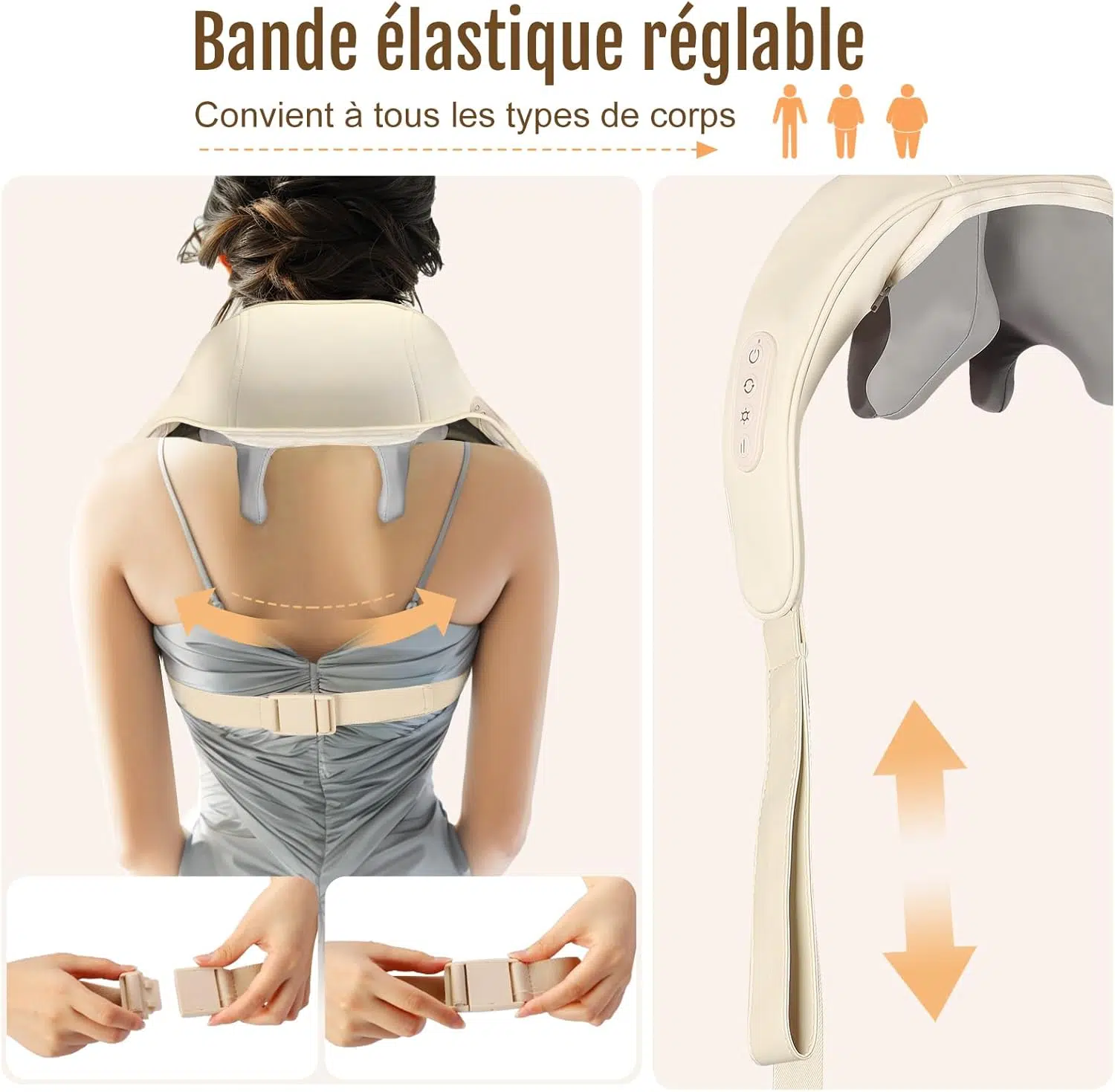 Masseur Cervical Massage Cervicales Cou et Dos et Épaules avec Chauffage, Appareil Massage Shiatsu pour Le Nuque Le Dos, Masseur De Cou 4D pour Les Tissus Profonds, sans Fil, 2 Modes