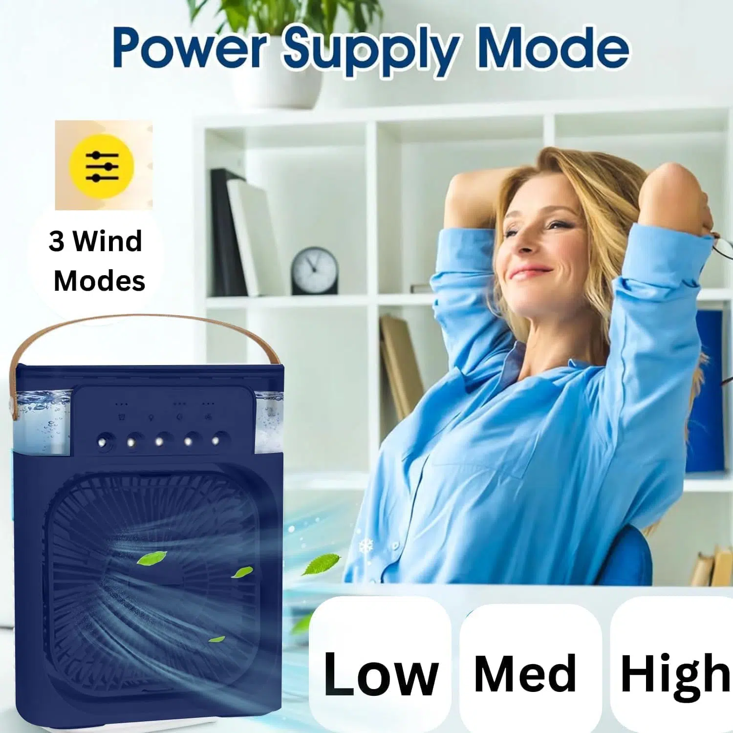 Ventilateur de climatisation portable, alimenté par USB, humidificateur dair, 7 LED, petit refroidisseur dair avec 3 vitesses, ventilateur de refroidissement ultra silencieux pour famille, voyage,