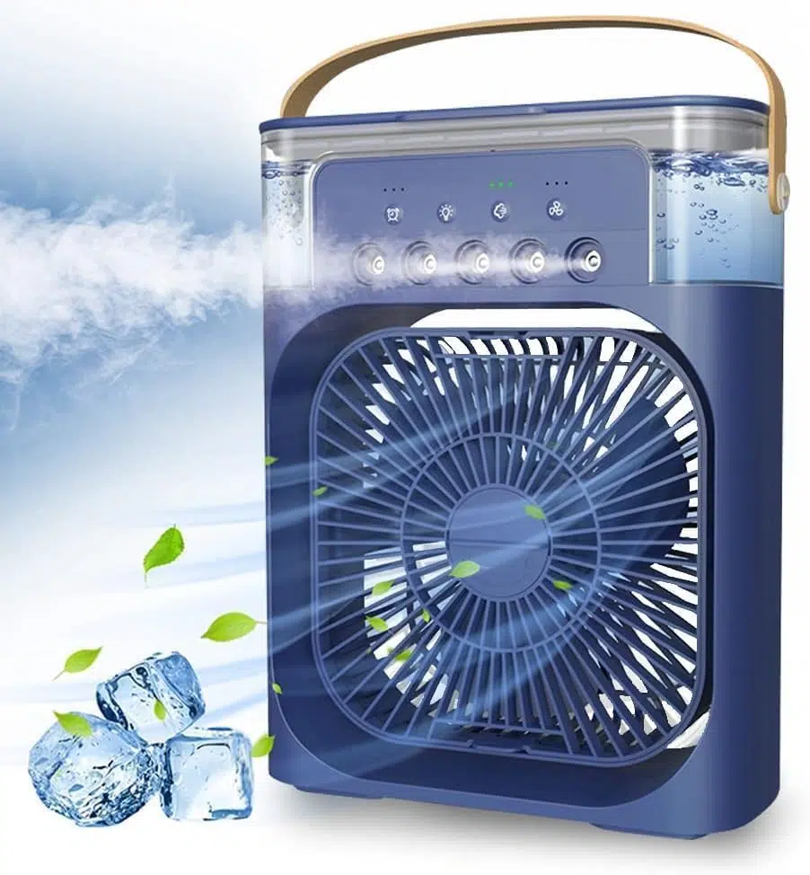 Ventilateur de climatisation portable, alimenté par USB, humidificateur dair, 7 LED, petit refroidisseur dair avec 3 vitesses, ventilateur de refroidissement ultra silencieux pour famille, voyage,