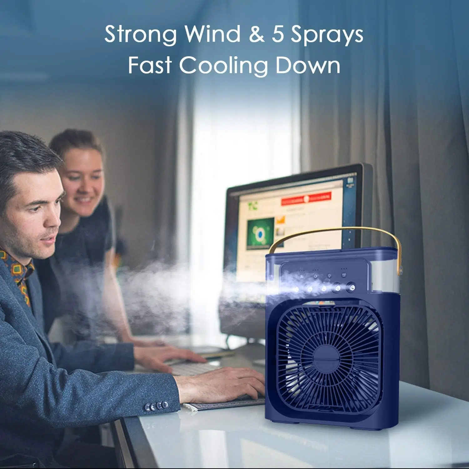 Ventilateur de climatisation portable, alimenté par USB, humidificateur dair, 7 LED, petit refroidisseur dair avec 3 vitesses, ventilateur de refroidissement ultra silencieux pour famille, voyage,