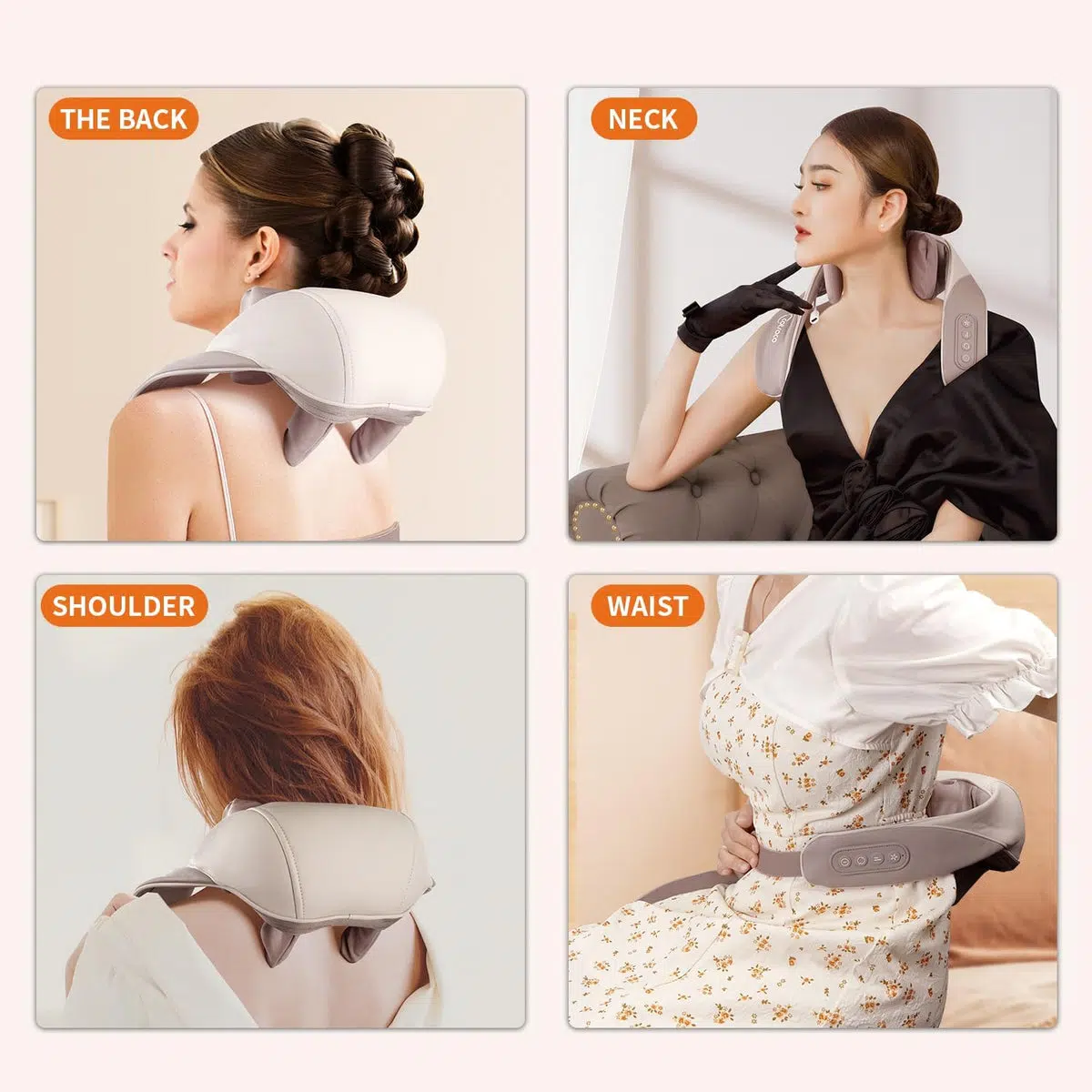 Masseur Cervical Massage Cervicales Cou et Dos et Épaules avec Chauffage, Appareil Massage Shiatsu pour Le Nuque Le Dos, Masseur De Cou 4D pour Les Tissus Profonds, sans Fil, 2 Modes