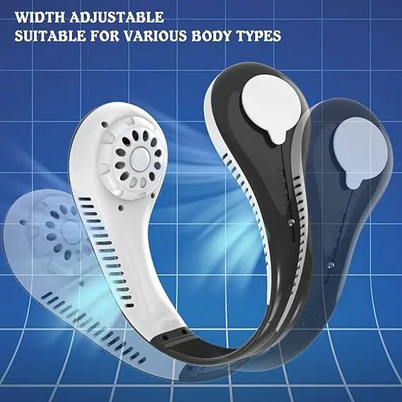 Ventilateur de cou portable sans pales - Débit dair à 360° - Super silencieux - Ventilateur mains libres rechargeable par USB