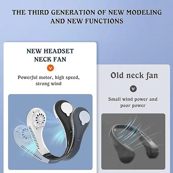 Ventilateur de cou portable sans pales - Débit dair à 360° - Super silencieux - Ventilateur mains libres rechargeable par USB