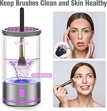 Machine de nettoyage électrique pour pinceaux de maquillage 2 en 1 combinés, séchoir à pinceaux de maquillage et machine à laver pour pinceaux de maquillage, nettoyant rotatif automatique