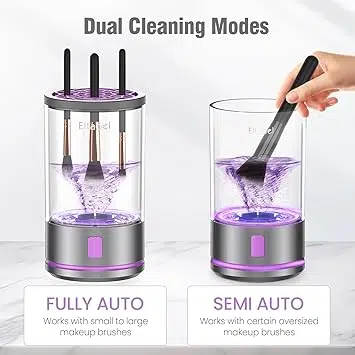 Machine de nettoyage électrique pour pinceaux de maquillage 2 en 1 combinés, séchoir à pinceaux de maquillage et machine à laver pour pinceaux de maquillage, nettoyant rotatif automatique