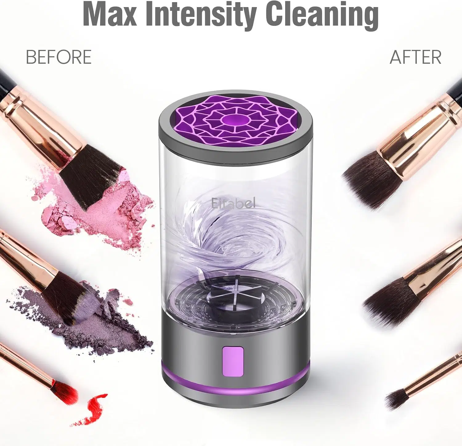 Machine de nettoyage électrique pour pinceaux de maquillage 2 en 1 combinés, séchoir à pinceaux de maquillage et machine à laver pour pinceaux de maquillage, nettoyant rotatif automatique