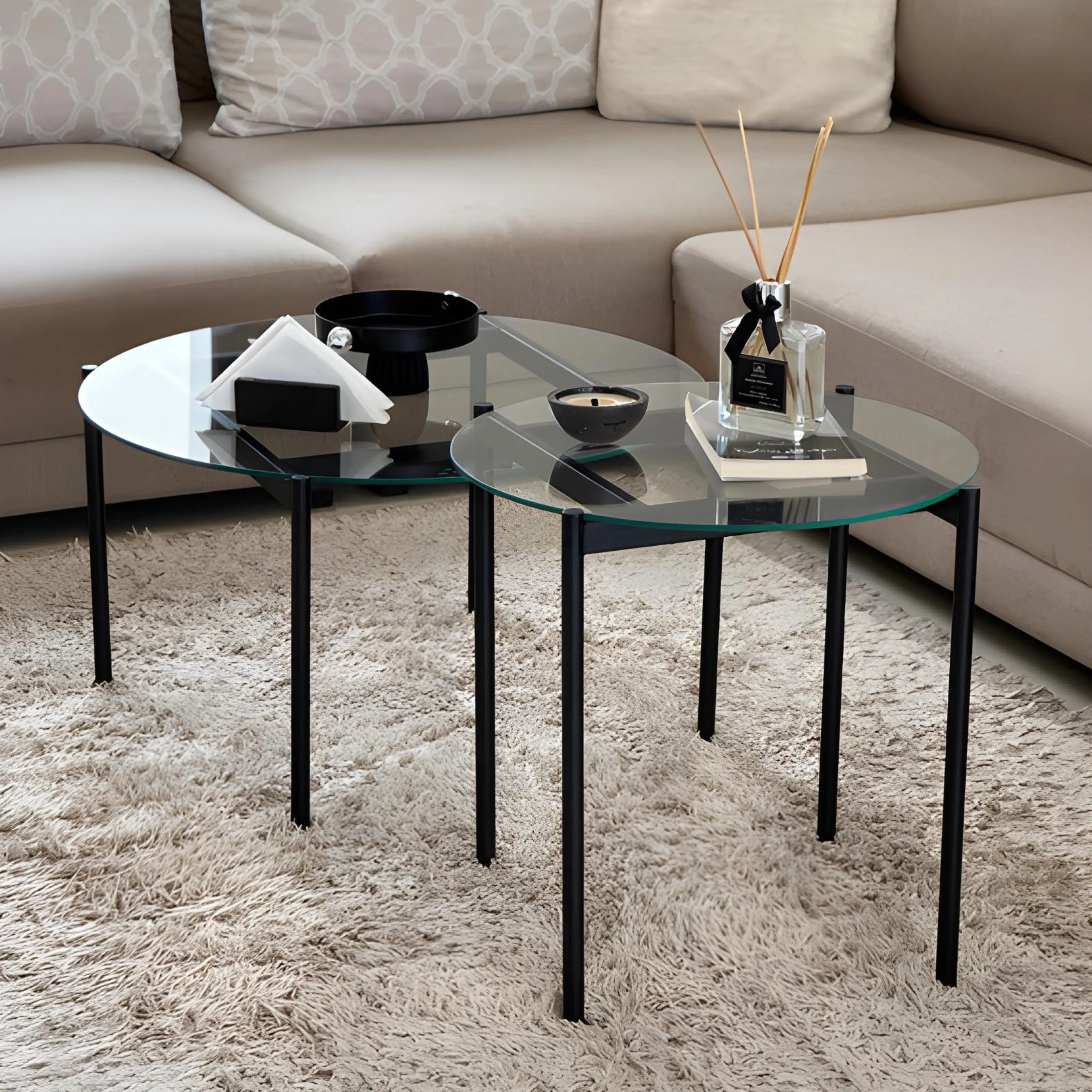 Ensemble de Tables Basses OSCAR – Verre Trempé Transparent