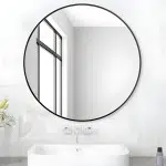 Miroir Rond 90 cm – Cadre en Aluminium Noir