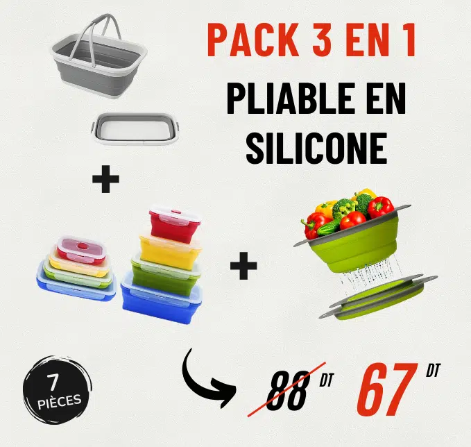 Pack Pliable – 3 essentiels en silicone pour la cuisine et le camping