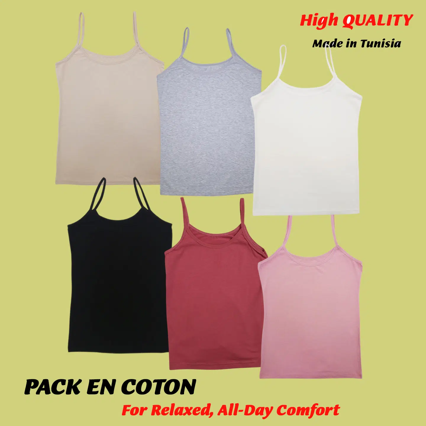PACK 6 DEBARDEURS POUR FEMMES EN COTON