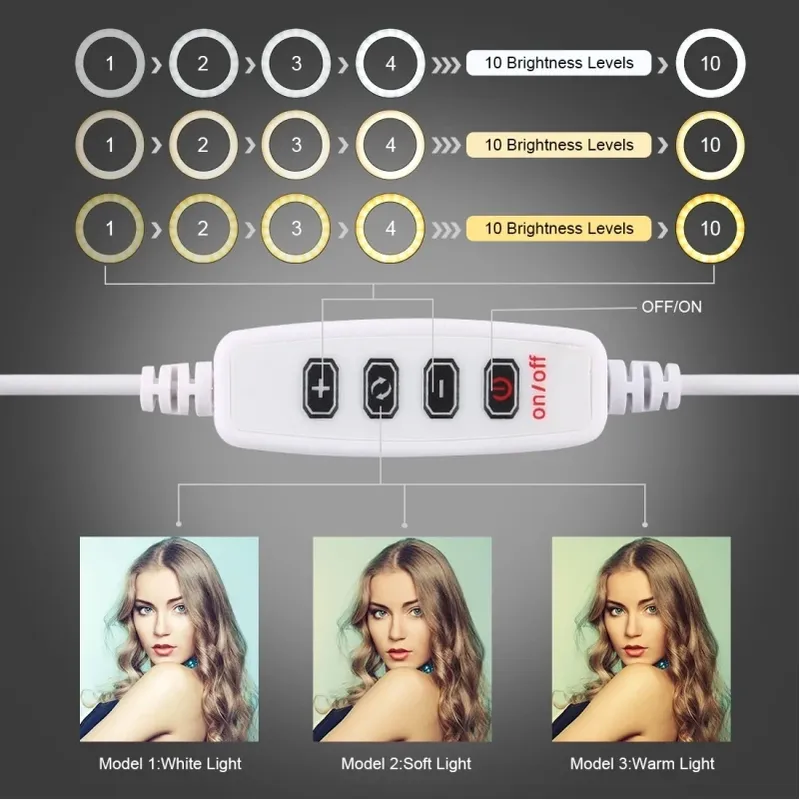 Ring Light LED Lumière 26cm - Rotatif 360° + Tripied Support + Télécommande