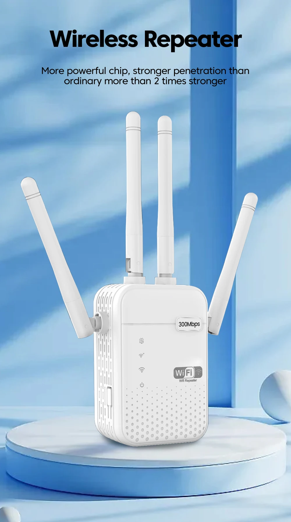 Répéteur wifi 5G Puissant, Amplificateur WiFi 1200Mbps Double Bande 5GHz/2.4GHz, Répéteur WiFi 4 Antennes, 2 Ports LAN, Wifi Extendeur Compatible avec Toutes Les Box Internet