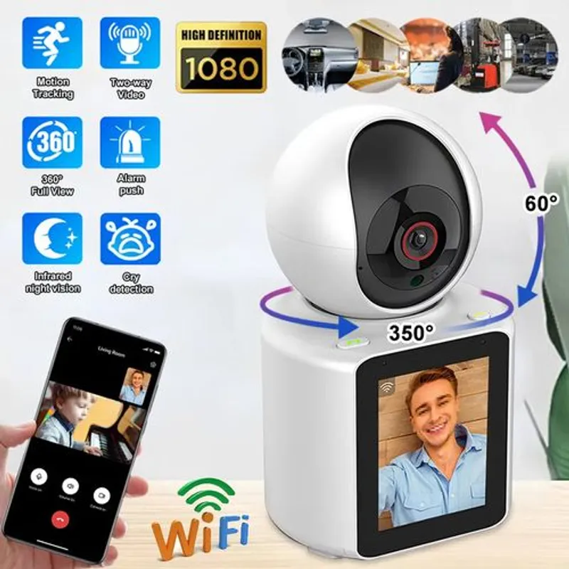 Caméra Ultra HD WIFI 1080P, Caméra d'appel vidéo Détection de mouvement, 5mg