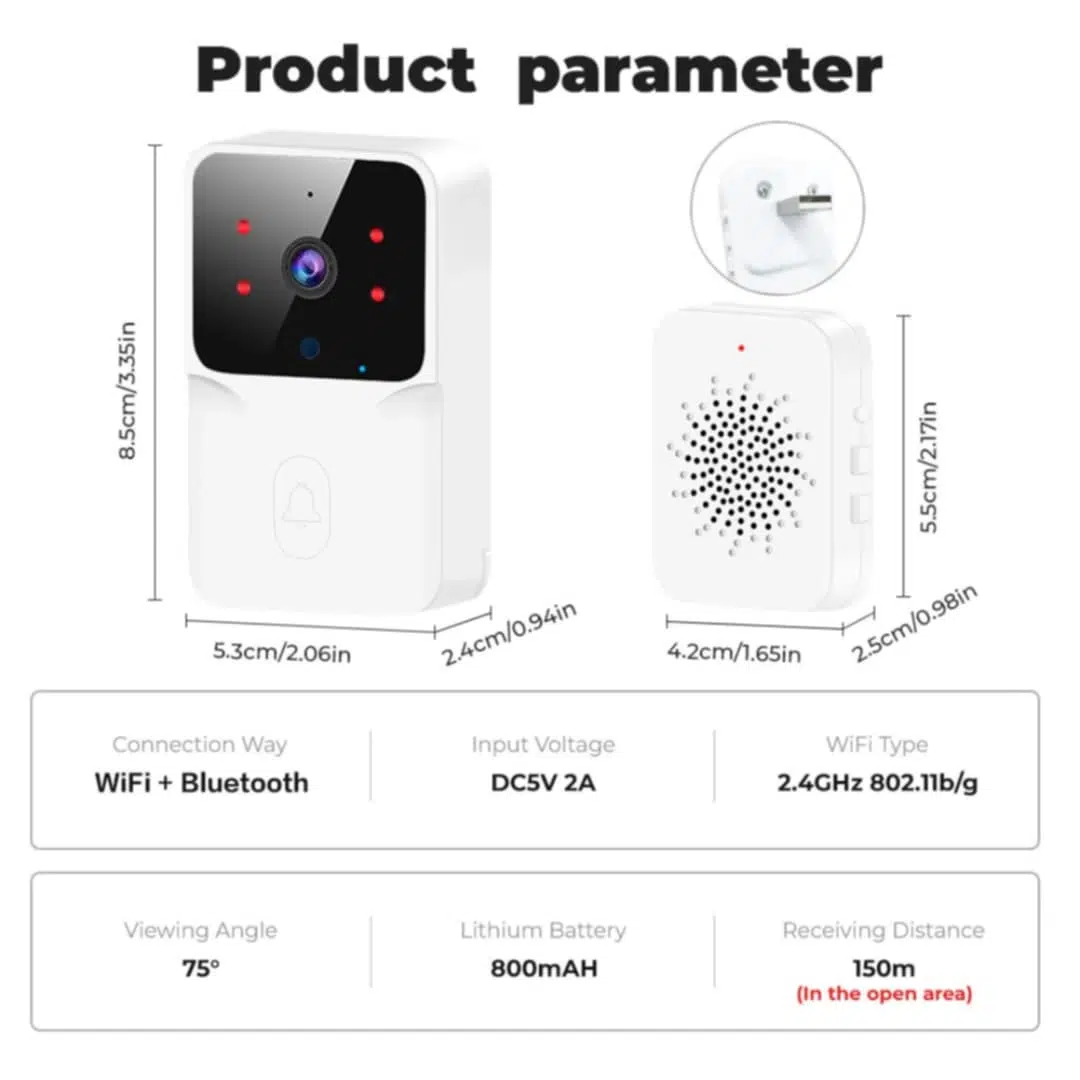 Doorbell smart HD Camera ; Caméra HD intelligente sonnette