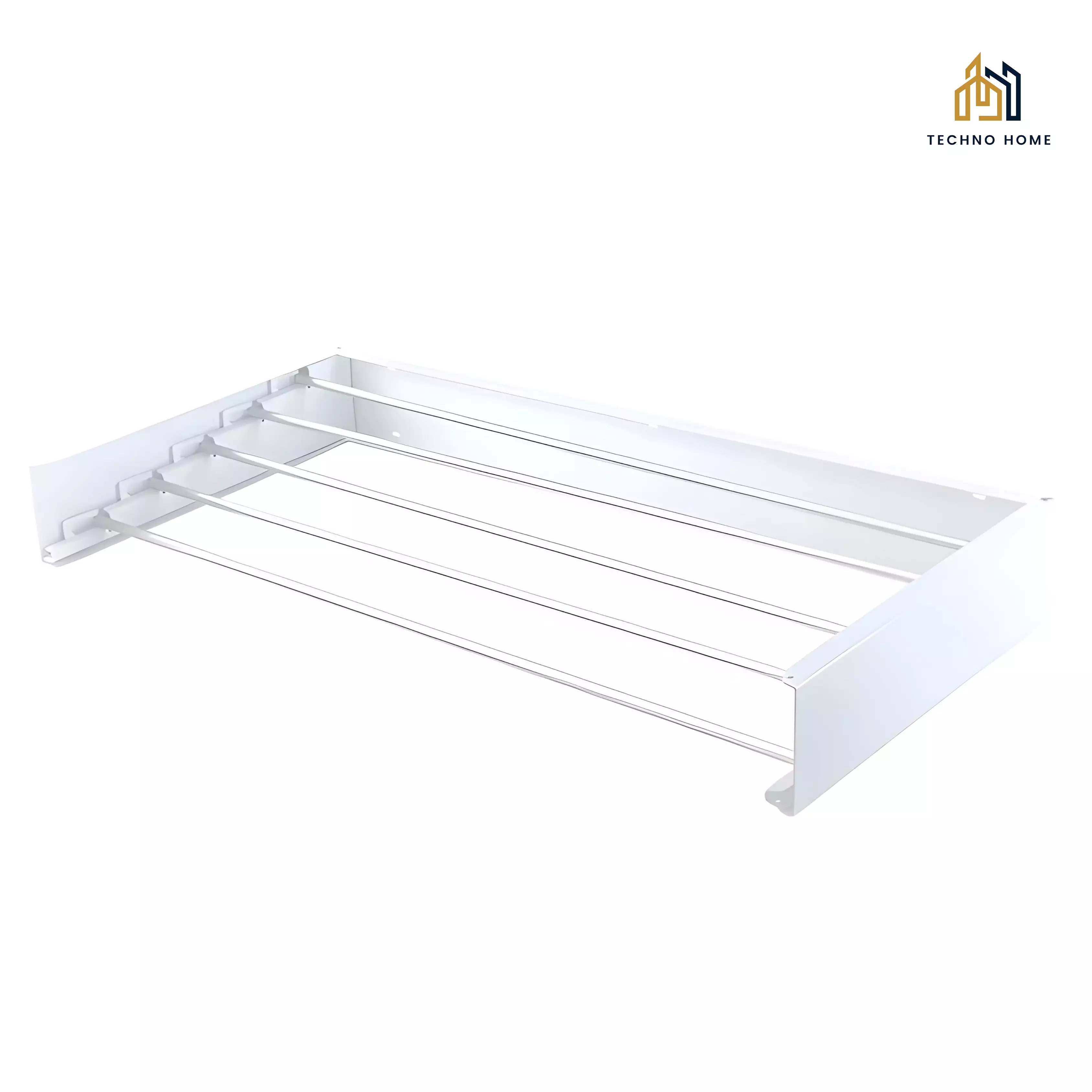 Étendoir à Linge Mural Rabattable Blanc Métal & Aluminium