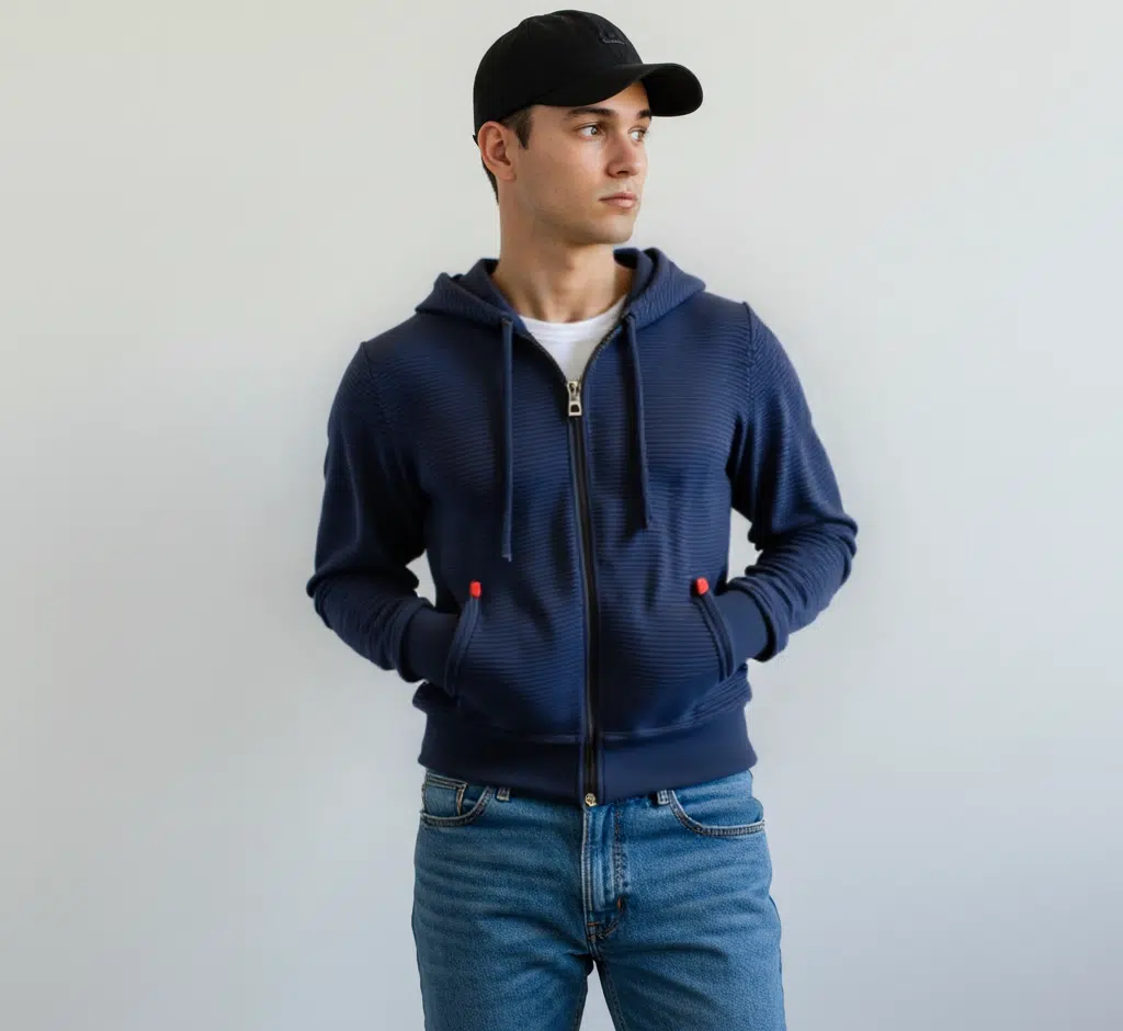 HOODIE ZIPPE TEXTUREE