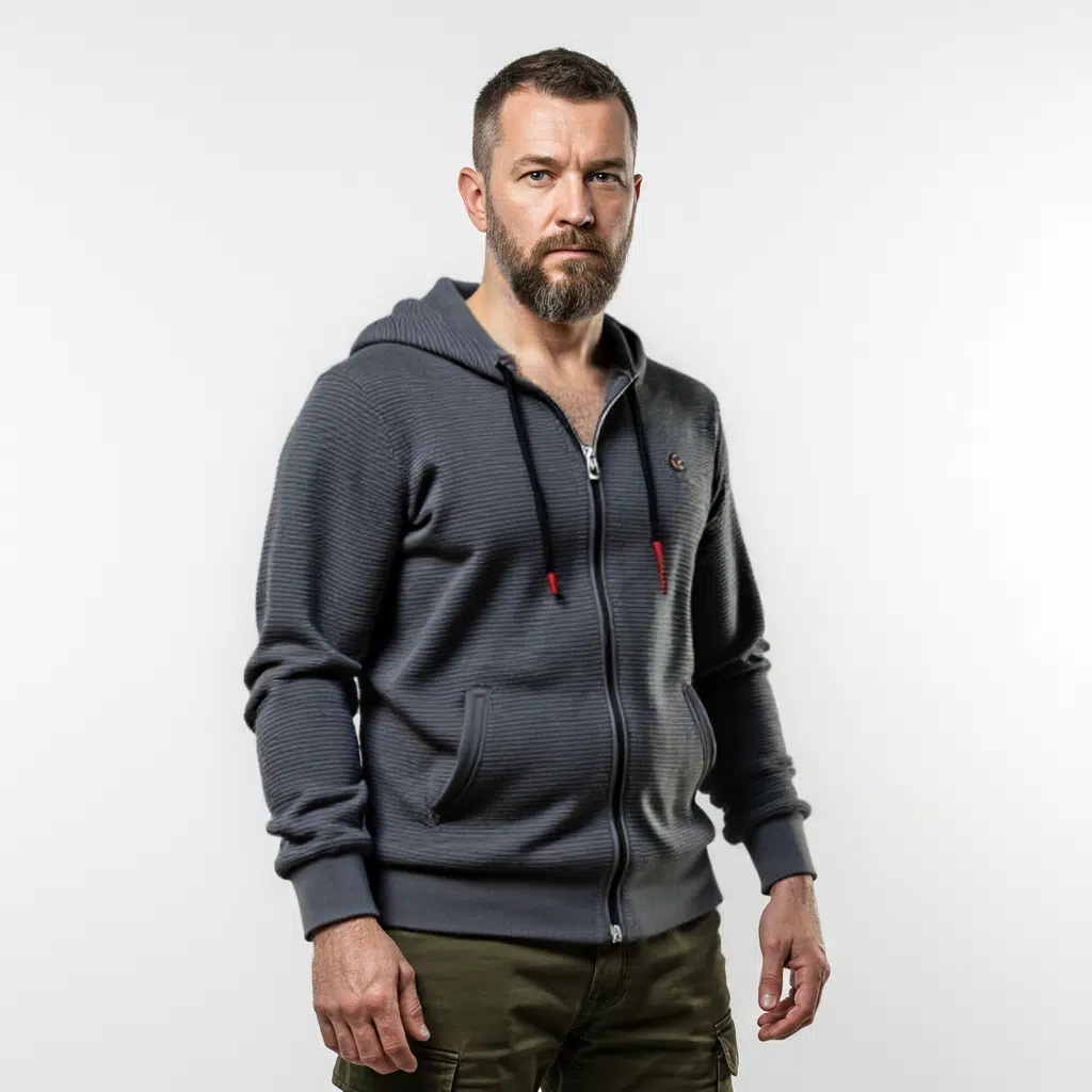 HOODIE ZIPPE TEXTUREE